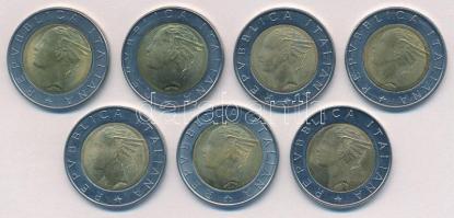 Olaszország 1982-1999. 500L (7xklf) T:1-
Italy 1982-1999. 500 Lire (7xdiff) C:AU