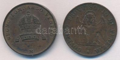 Olasz Államok / Lombard-Velencei Királyság 1843M 5c Cu + Velence / Forradalom 1849. 5c Cu T:2-,3 ph....