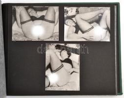 cca 1960 Erotikus és pornográf fotókat tartalmazó fotóalbum, 51 db képpel, képméret: 11x8 cm album m...