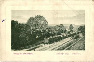 1914 Sárisáp, Annavölgyi bánya pályaudvara, ipari vasútállomás vagonokkal. W.L. Bp. 5768. (EB)