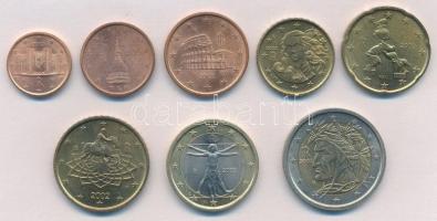 Olaszország 2002. 1c-2E (8xklf) forgalmi sor T:2 
Italy 2002. 1 Cent - 2 Euro (8xdiff) coin set C:X...
