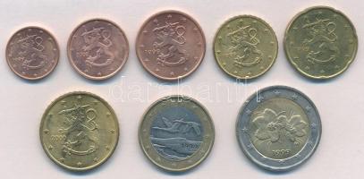 Finnország 1999-2000. 1c-2E (8xklf) forgalmi sor T:2 
Finland 1999-2000. 1 Cent - 2 Euro (8xdiff) c...