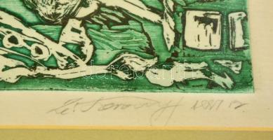 Zé Kovács József (1951-): Regék, mesék, mondák. Színes rézkarc, papír, jelzett, üvegezett keretben, ...