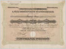Pécs 1926. Pécsi Takarékpénztár Részvénytársaság névre szóló részvénye 200P-ről, szárazpecséttel, bélyegzéssel T:II-