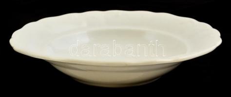 Zsolnay mélytányér (6db), fehér mázas, jelzett, kopott, d:23,5 cm (6×)