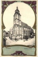 Brassó, Kronstadt, Brasov; Fekete templom. Szecessziós keret / Schwarze Kirche / black church. Art Nouveau