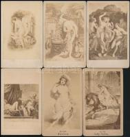 cca 1870-1880 9 db meztelen nőket, erotikus jeleneteket ábrázoló, műalkotásokról készített fotó kartonon / Nude art photos 7x9 cm