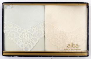 Alba svájci díszzsebkendő, eredeti tokjában, 11×18 cm