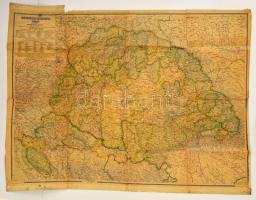 cca 1941 Magyarország közigazgatási térképe, Kogutowicz Manó, 1:900.000, vászonra kasírozva, rossz állapotban, 80x112 cm.