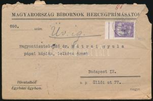 1929 Serédi Jusztinián (1884-1945) bíboros saját kezűleg aláírt kinevező okmánya, borítékkal