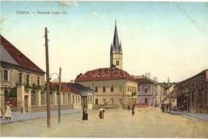 Torda, Turda; Kossuth Lajos tér, templom, üzlet. W.L. Bp. 7012. / square, church, shops (kis szakadás / small tear)