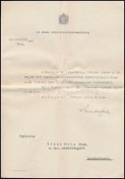 1938 Keresztes-Fischer Ferenc (1881-1948) belügyminiszter saját kézzel aláírt adományozó levele
