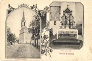 Nemeskosút, Kosút, Kossuth, Kosúty; Plébánia templom, Jézus szíve oltár, belső. Zoller József 291. sz. / church, altar interior. floral Art Nouveau (EB)