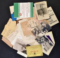 cca 1900-1960 Vegyes papírrégiség tétel: közte fotók, reklám nyomtatványok, italcímke, okmányok