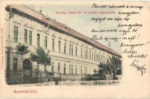 Komárom, Komárnó; Községi elemi fiú és polgári leány iskola / boy and girl school