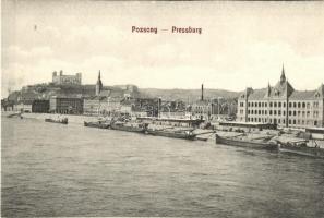 Pozsony, Pressburg, Bratislava; rakpart, vár / quay, castle (képeslapfüzetből / from postcard booklet)