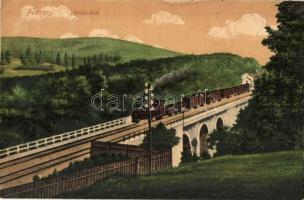 Pozsony, Pressburg, Bratislava; Vörös-híd gőzmozdonnyal / railway bridge with locomotive (fl)