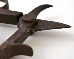 Antik metszőolló, rozsdás, h:17 cm