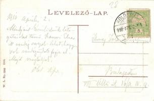 Kolozsvár, Cluj; Széchenyi tér, Gyógyszertár, üzletek, piaci árusok. W. L. Bp. 6389. 1910. / square,...