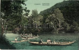 1912 Pozsony, Pressburg, Bratislava; Vaskutacska, tó csónakázókkal / Eisenbrünnel (Eisenbründl) / Zelezná Studénka, lake with people in boat