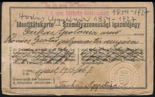 1913 FÉnyképes vasúti személyi igazolvány pályamester anyósa részére