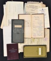 cca 1920-1950 Vegyes papírrégiség tétel: közte okmányok, számlák, iskolai értesítők
