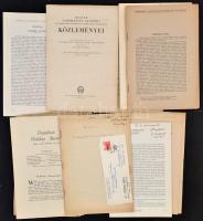 1943-1963 Vegyes nyomtatvány tétel, összesen 14 db, tudományos értekezések, nekrológ, köztök 2 db dediklált