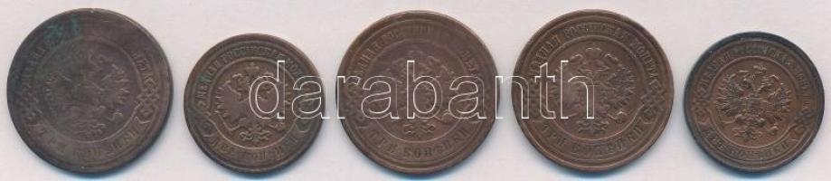Orosz Birodalom 1906-1914. 2k Cu (2x) + 1895-1908. 3k Cu (3xklf) T:2-3
Russian Empire 1906-1914. 2 ...