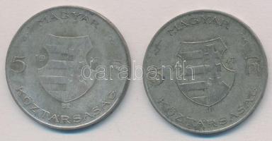 1947. 5Ft Ag "Kossuth" (2x) T:3