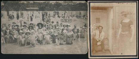 cca 1890-1920 Vegyes fénykép tétel, összesen 9 db, köztük cserkészek, strandon készült csoportkép, k...