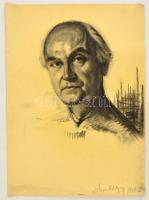 Szegedi Molnár Géza (1906-1970): Férfi portré. Szén, papír, jelzett, felcsavarva, 63×47 cm