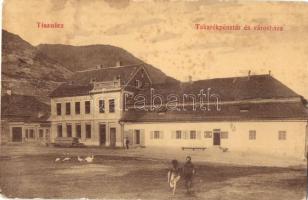 Tiszolc, Tisovec; Sporitelna / Takarékpénztár és Városháza, Goldschmied Simon üzlete. W. L. 707. / savings bank, town hall, shops (fa)