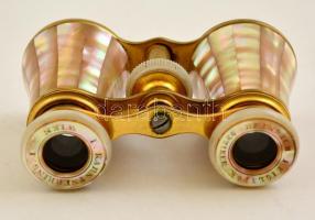 Heinrich Feiglstok Bécs, színházi látcső, gyöngyház berakással, 7x10 cm