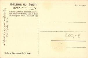 1914 Honvéd huszárok a galíciai határon, hátoldalon héber újévi köszöntő. Pro Patria, A bánat és nyo...