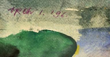 Orosz István (1941-1999): Lángban a hegyoldal. Vegyes technika, papír, jelzett, 34×50 cm