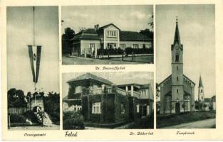 Feled, Veladín, Jesenské; Országzászló, Dr. Zádor és Dr. Dessewffy lak, templomok / Hungarian flag, villas, churches