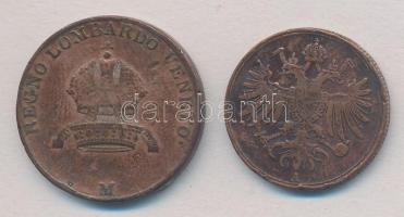 Olasz Államok / Lombardia-Velence 1822M 3c Cu + 1862A 1S Cu T:2-,3 ph.
Italian States / Lombardy-Ve...