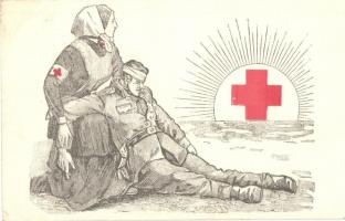 1915 A Vörös Kereszt Egyesület segélylapja / WWI K.u.K. Red Cross military charity propaganda card (EK)