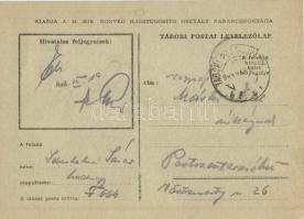 1944 Húsvéti üdvözlet. Kiadja a M. Kir. Honvéd Haditudósító Osztály Parancsnoksága. Tábori Postai Le...