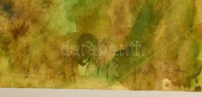 Olvashatatlan jelzéssel: Öregasszony. Akvarell, papír, 44×30 cm (két oldalas)