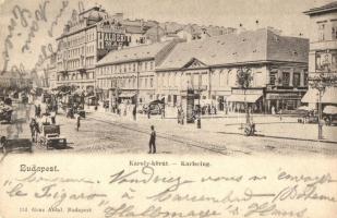 Budapest VII. Károly körút, lóvasút, Koch S., Bleier és Weisz, Haldek, Salamon és fia, Strausz, Schlinger üzlete, piac. Ganz Antal 152. (EK)