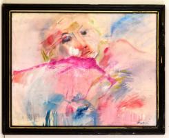Almásy jelzéssel: Női arc. Akvarell, papír, hajtott, üvegezett keretben, 55×70 cm