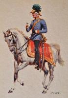 Huszáröltözetek, 16 db különféle színes nyomat, 32×23 cm