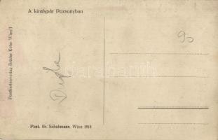 1918 Pozsony, Pressburg, Bratislava; A királyi pár látogatása (IV. Károly, Zita és Ottó), zenekar. P...
