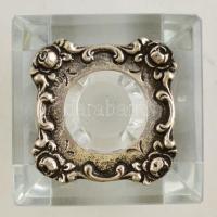 Ezüst és kristály gyertyatartó pár  / Silver-crystal candle holder pair 4x4x2,5 cm