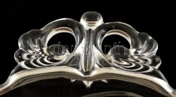 Ezüst díszítésű Tiffany technikájú üvegtál / Silver Tiffany style d: 15 cm