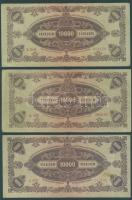 1945. 10.000P lemezhibás bélyeggel (3x) T:II-,III+ (1x)