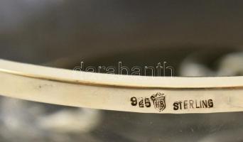 Kristály tálka, ezüst peremmel d: 14 cm / Crystal-silver tray.  d: 14 cm