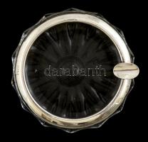Kristály hamutál, ezüst peremmel d: 13 cm / Crystal-silver ashtray