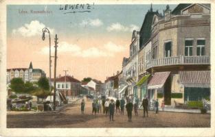 Léva, Levice; Kossuth tér, piac, üzletek. Schulcz Ignác kiadása / square, market, shops (EB)